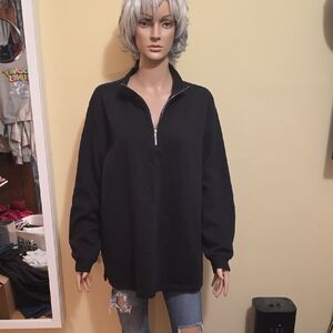 Black Half-Zip Pullover Sweatshirt